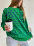 IFOMT Autumn New Pullover Sweater Women's Retro Plaid Print Loose Casual Knitted Top  Long Sleeve Round Neck Female Fashion
