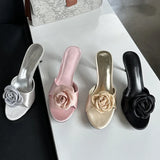 IFOMT  2024 Summer Fashion Flower Woman Slippers Thin Low Heels Party Stripper Ladies Mules Slides Zapatos Mujer