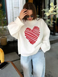 IFOMT Autumn Heart Knitted Sweater For Women Niche Loose Pullovers Long Sleeve Female Fashion Contrast Color Sweater Casual