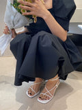 IFOMT  Cross Toe Hollow Out Shoes Office Lady Retro Thin Heels Sandals Casual Summer Beach Fashion Vintage Black Shoes Woman Korea