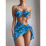 IFOMT 2024 Swimsuit Women's Split Three-Piece Printed Metal U-Shaped Bikini Bikini Swimsuit