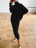 IFOMT Ribbed Knit 2 Piece Dress Set Outfits Ladies  Knitwear Top And Midi Skirt Sets For Women Casual Winter Sweater Sets 2023