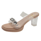 IFOMT  Chunky Platform High Heels Sandals Women Summer Shiny Crystal Transparent Pvc Sandals Woman Clear Thick Heeled Party Shoes