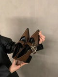 IFOMT  2024 Summer New Women's Sandals Flat Shoes Women's Pointed Single Shoe Sandals Women's Thick Sole Zapatos De Mujer  White Heels