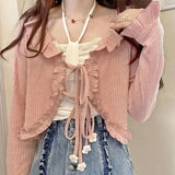 IFOMT Kawaii Candy Color Crop Top Women Japanese Lolita Sweet Tank  Boe Ruffle Short Tee Shirt All Match Cute s 2024