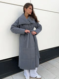 IFOMT Long Cotton-padded Jacket For Women Autumn Winter New Warm Loose With Belt Parkas Coat Female Clothes Solid Color Casual