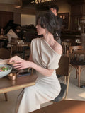 IFOMT Fashion New Women Elegant Bodycon Slim Midi Party Dress Sexy Vintage Casual Prom Birthday Vestidos Female Chic Clothes Robe