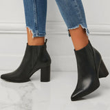 IFOMT  Autumn and Winter Women's Pointed Thick Heels Outdoor Artificial Leather Chelsea Boots