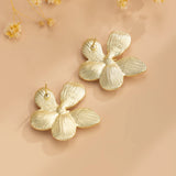 IFOMT Elegant Punk Five Leaf Flower Stud Earrings for Women Wed Bridal Simple Gold Color Pierced Earring Y2K Accessories Gift