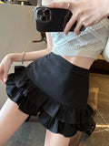 Ifomt Elegant Women Mini Skirt Summer Sexy Solid High Waist Short Skirts Korean Fashion Trend Ruffle A-LINE Y2k Skirt for Girl