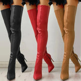 IFOMT  Autumn/Winter Women's Boots Pointed Side Zipper Slim High Heels Large Over Knee Boots Women's Boots Platform Boots Womens Shoes