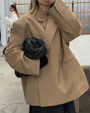 IFOMT Lapel Button Side Slit Blazer Coat Office Women‘s Elegant Loose Long Sleeves Coat 2024 Fall New Streetwear Suit Jacket