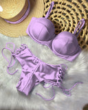 IFOMT Sexy Bikinis Sets Push Up Women's Swimsuit Tie Side G-String Vintage Solid Swimwear Chest Pad Summer Beachwear Bathing Suit