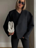 IFOMT Women Fashion Turn-down Collar Woolen Short Coat Elegant White Oversize Long Sleeve Jacket Fashion Commute Street Outerwear