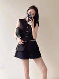 IFOMT High Quality French Small Fragrance Two Piece Set Women Summer Blazer Vest + Short Suits Elegant Fashion OL 2 Piece Pant Sets