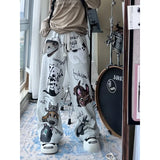 Ifomt Harajuku Graffiti Women's Sweatpants Gray Kawaii Baggy Korean Fashion Sport Jogger Pants Vintage Cute Trousers Hippie New