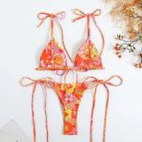 IFOMT Sexy Flower Print Bikini 3 Women Swimsuit Female Swimwear Thong Bikinis Set Brazilian Halter Beach Wear  Bathing Suit