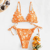 IFOMT Bikini 2024 Women Y2k Two Piece Floral Print Swimsuit Trendy Suspender Lace Up Bikini Swimwear Summer Hawaiian Bathing Suit