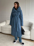 IFOMT Long Cotton-padded Jacket For Women Autumn Winter New Warm Loose With Belt Parkas Coat Female Clothes Solid Color Casual