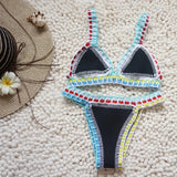 IFOMT Knitted Bikini 2024 2-piece Swimsuit for Women,summer Beach Vacation Bathing Suit,sexy Triangle Cup V-neck Suspender Swimwear