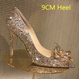 IFOMT  Cinderella Shoes Rhinestone High Heels Women Pumps Pointed toe Woman Crystal Party Wedding Shoes 5cm/7cm/9cm