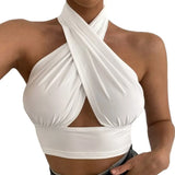 IFOMT y2k Halter Top Women Summer Clothes Solid Color Sleeveless Backless Vest T Shirt 2000s Aesthetic Clothing Streetwear