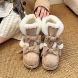 IFOMT Winter Lolita Style Warm Plush Women Snow Boots Fashion Platform Thick Heel Short Booties Casual Comfort Cotton Shoes