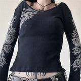 IFOMT Trashy Girl y2k Grung T-shirt Rhinestone Graphic Aesthetic Print Tops Vintage Gothic Harajuku Fairycore Slim Fit Pullovers Tees