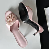 IFOMT  2024 Summer Fashion Flower Woman Slippers Thin Low Heels Party Stripper Ladies Mules Slides Zapatos Mujer