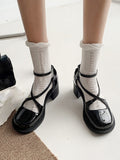 IFOMT  Elegant Medium Heel Shoes Woman Casual Pure Color Sweet Buckle Shoes Mary Janes Summer Basic Korean Style Comfort Sandals
