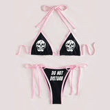 IFOMT Sexy Goth Bikini 2023 Women Letters Skull Print Swimsuit Split Bathing Suit High Waist Gothic Bikinis Sets Beach Outfits