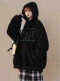 IFOMT Lamb Wool Oversized Letter Printed Hoodies Thick Warm Hooded Sweatshirt Harajuku Hood Top Autumn 2024 Clothes for Women