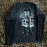 IFOMT Fairy Grunge Wing Skull Graphic T-Shirts Women Y2k Gothic Long Sleeve Tee Top Vintage Aesthetic Emo Clothes 2000s Streetwear