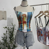 IFOMT Women's Retro Print Chic Camisole Top Sexy Slim Fit Camisole Short Sleeveless Tube Top 8830 Party Casual Holiday Street Outfits