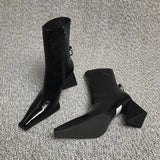 IFOMT Autumn New Small Square Head Thick High Heel Short Boots Riding Boots High Heels Fashion Boots Shaped Triangle Heel