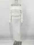 IFOMT Knitted Skirt 2 Piece Set Women's One-Shoulder Long Sleeves Sweater Pullover Elegant Slim Fit Long Skirt Suit Autumn New