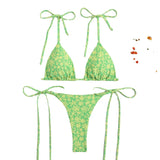 IFOMT Sexy Flower Print Bikini 3 Women Swimsuit Female Swimwear Thong Bikinis Set Brazilian Halter Beach Wear  Bathing Suit