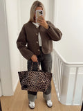 IFOMT 2024 Autumn Single Breasted Lamb Wool Jacket Women O-neck Pockets Buttons Slim Jacket Fashion Lady High Street Outwear