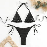 IFOMT Sexy Metallic Halter Bikinis Sets Lace Up Triangle Tie Side Bikini 2024 Swimsuit Women Swimwear Brazilian Female Bathing Suits