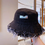 IFOMT Summer Unisex Tassel Washed Denim Bucket Hats Fashion for Women Wide Brim Foldable Panama Cap Outdoor Beach Fisherman's Hat