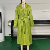 IFOMT Winter Faux Leather Long Coats Women Black PU Temperament Casual Versatile Windbreaker Coat High Street Trend Jackets