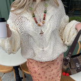IFOMT Women's Hand-knitted Twist Sweater Pullover Loose Fashion Versatile Long Sleeve Knitted Top Solid Color Autumn Winter New
