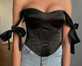 IFOMT Women Strap Bustier Corset Sleeveless Low Cut Harajuku Crop Tops Vintage Open Bank Aesthetic Tank Tops Y2k Streetwear