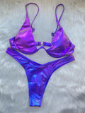 IFOMT Sexy Triangle Bikini 2023 holographic Purple Push Up Thong Swimwear Brazilian Bandage Bathing Suit Swimsuit Micro Biquini