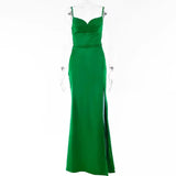 IFOMT Spaghetti Strap Dress Black Green Party Club Bodycon Sexy Elegant Long Dress Ladies