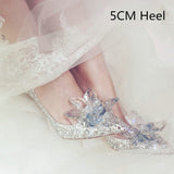 IFOMT  Cinderella Shoes Rhinestone High Heels Women Pumps Pointed toe Woman Crystal Party Wedding Shoes 5cm/7cm/9cm