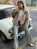 IFOMT Winter Autumn Warm Thick Fluffy Fur Zipper Coat Women Fashion Lapel Long Sleeves Loose Jacket 2024 Lady High Street Outwear