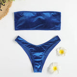 IFOMT Velvet Bikinis 2023 Women Brazilian Bandeau Swimsuit Solid Sexy Swimwear Female Beachwear Bathers Bathing Swimming Swim Suit