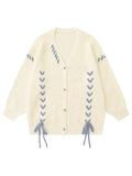 IFOMT Knitted Lace-up Long Sleeve Cardigan