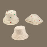 IFOMT Embroidery Double Sided Summer Outdoor Women Girls Fashion Designer Bucket Street Outdoor Cap